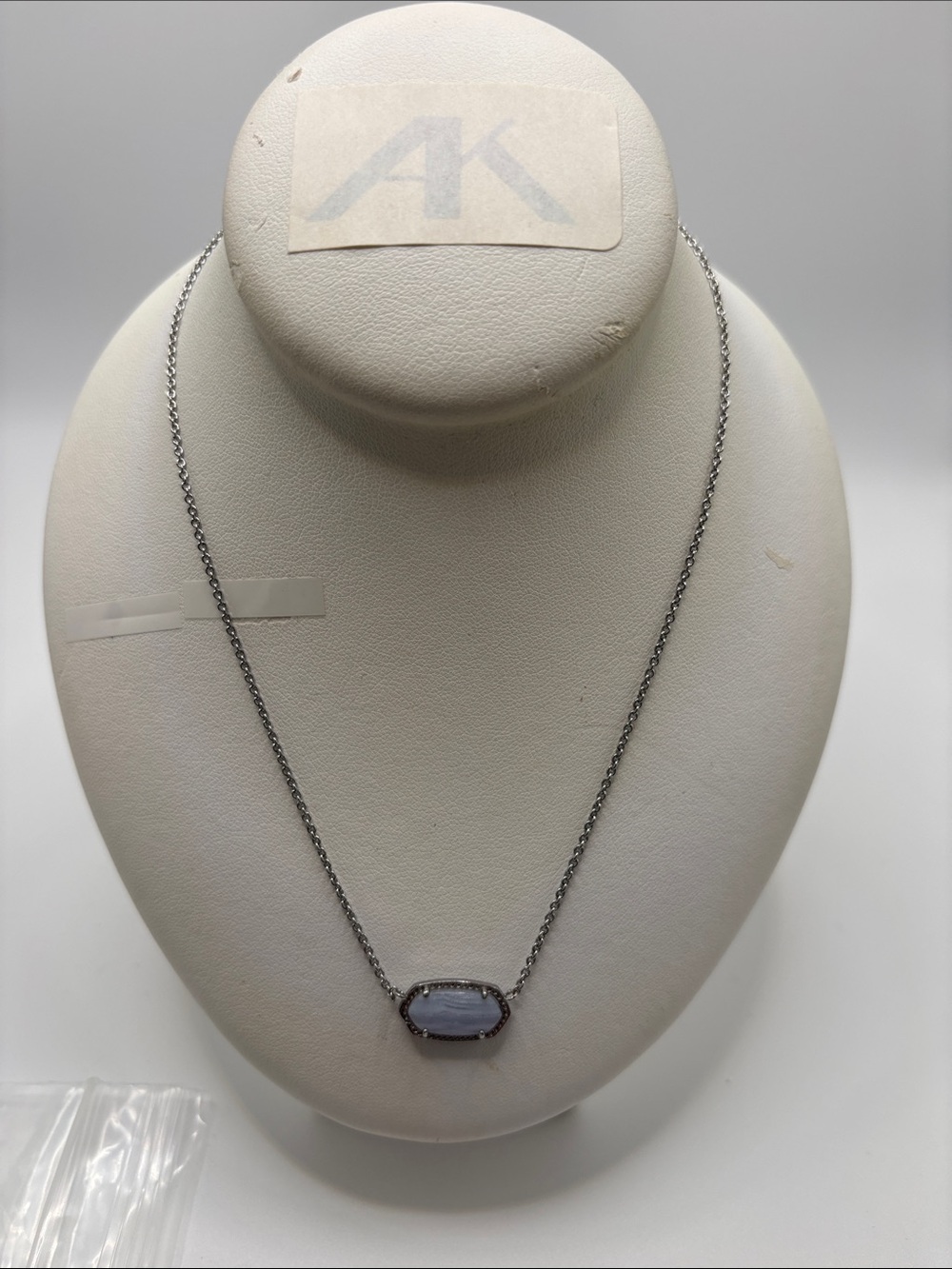 Kendra Scott Elisa Silver Tone Blue Lace Agate Pendant Necklace